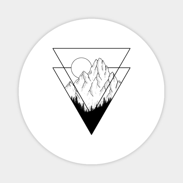 Geometric Mountains - Black Version Magnet by SommersethArt